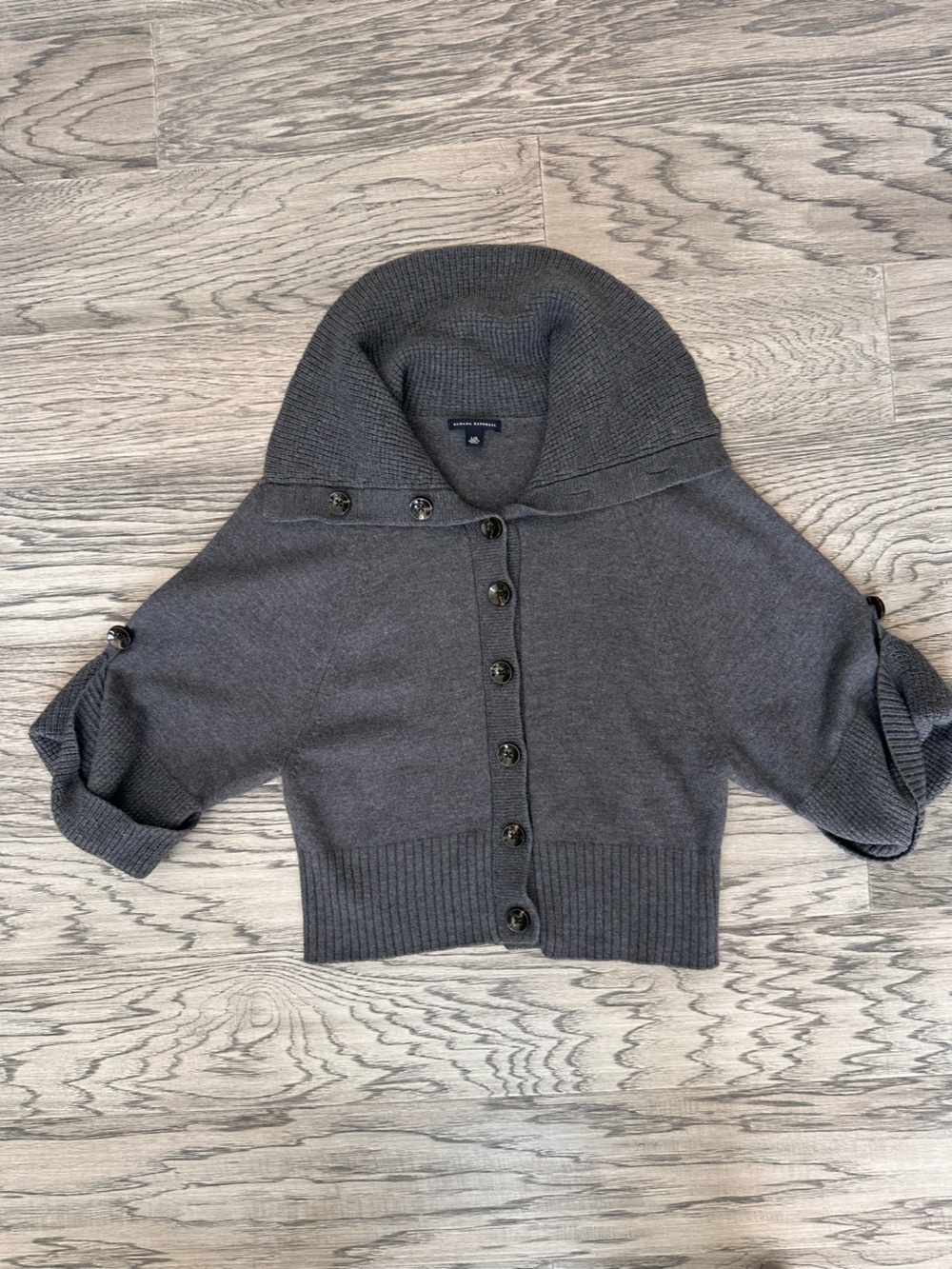 Banana Republic Charcoal Short-Sleeve Buttoned Cardigan